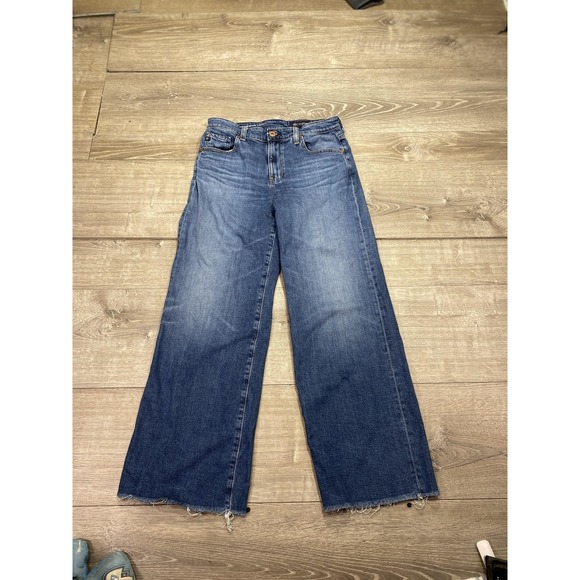 AG Adriano Goldschmied Saige Jeans Womens 32 High Rise Wide Leg Crop Raw Hem - Picture 2 of 11